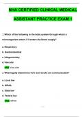 NHA CERTIFIED CLINICAL MEDICAL ASSISTANT PRACTICE EXAM 1 questions & Answers 2024 ( A+ GRADED 100% VERIFIED)