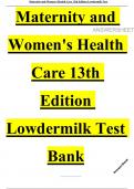 Test bank for maternity and women s health care 14th edition||Latest 2024 ||Verified by expert ||Answersheet