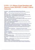 LUOA - U.S. History Exam Questions and Answers Latest 2024/2025 Graded A+ - Liberty University