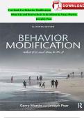 Test Bank For Behavior Modification What It Is and How to Do It 11th Edition by Garry Martin, Joseph J. Pear All Chapters Latest UPDATE (2024) 9780815366546