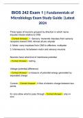 BIOS 242 Exam 1 | Fundamentals of Microbiology Exam Study Guide |Latest 2024