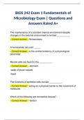 BIOS 242 Exam 1 Fundamentals of Microbiology Exam | Questions and Answers Rated A+