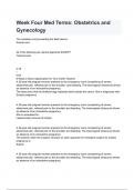 Week Four Med Terms: Obstetrics and Gynecology Exam Questions and Answers latest 2024/2025( A+ GRADED 100% VERIFIED).