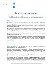 Ensayo psicopatología curso 2014/2015: Modelos explicativos del trastorno por estrés postraumático (prof: Alba Pérez)
