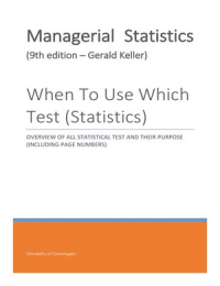 Managerial Statistics - Includes overview of statistical tests, terms and formula's 