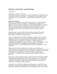 Samenvatting papers consumer psychology