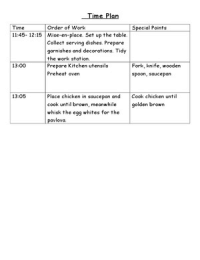GCSE Catering Timeplan 1