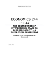 The contribution of international trade to economic growth (Economics 244 essay)