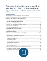 Samenvatting Communicatie NU: Reader Windesheim 2015-2016