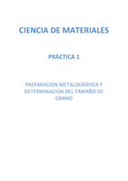 PL 1 "Preparacion Metalografica Y Determinacion del Tamaño de Grano" (Ciencia de Materiales)