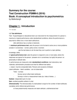Summary - Test Construction PSMM-6: A conceptual introduction to psychometrics