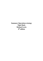 Summary operations strategy and technology Slack & Lewis