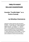 Consider Shakespeare's "Twelfth Night " as a Festive Comedy .