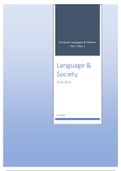 Course overview Language and Society