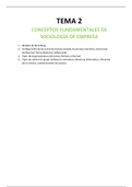 Tema 2 - Conceptos fundamentales de sociología de empresa