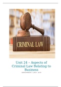 Unit 24 - Aspects of Criminal law - Assignment 1 