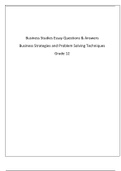 Grade 12 Business Studies Exam Essay Questions & Answers - Business Strategies and Problem Solving