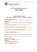 GCU COM362 Week 5 Assignment Reading Exercise Latest 2020 - Grand Canyon University.