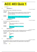 ACC 403 Quiz 1 WITH ALL COMPLETE SOLUTIONS(VERIFIED) GRADED A 