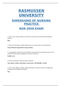 NURS 2058 Final Exam / NURS 2058 Midterm Exam (New Version, 2020): Rasmussen University (100 % Correct) (SATISFACTION GUARANTEED, Check Verified & Graded) (Dimensions Of Nursing Practice Exam NUR 2058)