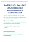 NUR2092 Health Assessment Chapter 18 Exam Study Guide / NUR 2092 Health Assessment Chapter 18 Exam Study Guide (Latest, 2020): Rasmussen College