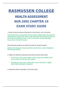 NUR2092 Health Assessment Chapter 19 Exam Study Guide / NUR 2092 Health Assessment Chapter 19 Exam Study Guide (Latest, 2020): Rasmussen College