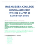 NUR2092 Health Assessment Chapter 20 Exam Study Guide / NUR 2092 Health Assessment Chapter 20 Exam Study Guide (Latest, 2020): Rasmussen College