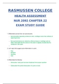 NUR2092 Health Assessment Chapter 22 Exam Study Guide / NUR 2092 Health Assessment Chapter 22 Exam Study Guide (Latest, 2020): Rasmussen College