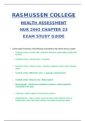 NUR2092 Health Assessment Chapter 23 Exam Study Guide / NUR 2092 Health Assessment Chapter 23 Exam Study Guide (Latest, 2020): Rasmussen College