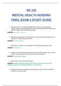 NR320 : MENTAL HEALTH NURSING Final Exam 2 Study Guide / NR 320 : MENTAL HEALTH NURSING Final Exam 2 Study Guide (New, 2020): Chamberlain College Of Nursing (SATISFACTION GUARANTEED, Check Graded & Verified A)