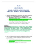 NR 234 EXAM 2 : ADULT HEALTH : Chamberlain College of Nursing (Verified answers with Explanations & Rationale, Scored A)