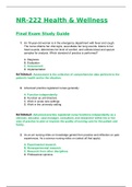 NR 222 Final Exam Study Guide / NR222 Final Exam Study Guide (2020): Health and Wellness: Chamberlain University (Already graded A) 