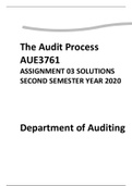 AUE3761 (THE AUDIT PROCESS) ASSIGNMENT 03 SOLUTIONS YEAR 2020