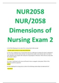NUR2058 / NUR 2058 Dimensions of Nursing Exam 2 LATEST 2020/2021 GRADED A 50 QUESTIONS AND ANSWERS WELL EXPLAINED.