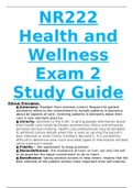 NR222 Health and Wellness Exam 2 Study Guide 2020/2021