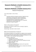 LECTURES 1 - 8 RESEARCH METHODS FOR HEALTH SCIENCES
