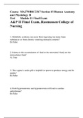 BSC 2347, A & P II, Module 11, Final Exam, (VERSIONS-5), Correct Questions And Answers Human Anatomy and Physiology II ,Rasmussen College (A grade)