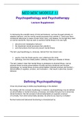 Nursing MED MISC Module 11 Psychopathology and Psychotherapy Study Guide
