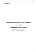 Health Care Policy|NR-506 Week 2 Graded Discussion: Policy-Priority Selection