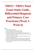 NR511 / NR 511 Final Exam Study Guide, Differential Diagnosis and Primary Care Practicum (Week 1-Week 6)