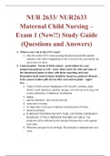 NUR 2633 / NUR2633 Maternal Child Nursing – Exam 1 (New!!) Study Guide (Questions and Answers) | Rasmussen College