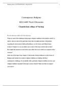 Chamberlain College of Nursing RELI 448N Week 8 Discussion: Contemporary Religions-100% Correct