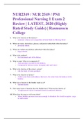NUR2349 / NUR 2349 / PN1 Professional Nursing 1 Exam 2 Review | LATEST, 2020 (Highly Rated Study Guide) | Rasmussen College