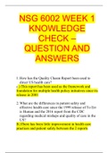 NSG 6002 WEEK 1 KNOWLEDGE CHECK – QUESTION AND ANSWERS 2020