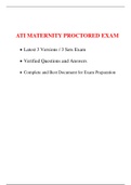 ATI Maternity Proctored Exam 2020 (3 Latest Versions) / Maternity ATI Proctored Exam 2020 (Complete and Updated Guide, 100% Correct Answers)