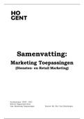 Examensamenvatting Marketing Toepassingen (Dienst- en Retailmarketing) - Van Grimbergen E. - Hbo5 Marketing Hogent