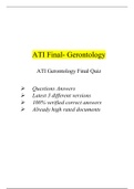 ATI Gerontology Final Quiz (3 Versions)|Verified document to secure high score | Latest 2020/2021
