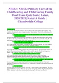 NR602 / NR 602 Primary Care of the Childbearing and Childrearing Family Final Exam Quiz Bank | Latest, 2020/2021| Rated A Guide | Chamberlain College