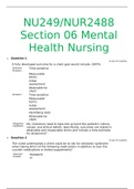 NU249/NUR2488 Section 06 Mental Health Nursing LATEST 2020/2021 MH exam 1