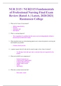NUR 2115 / NUR2115 Fundamentals of Professional Nursing Final Exam Review |Rated A | Latest, 2020/2021| Rasmussen College